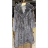 A dyed blue rabbit fur full length coat together with full length brown mink coat,