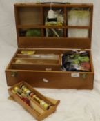 WITHDRAWN - A mahogany cased fly tying outfit including feathers and accessories