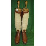 A pair of Newmarket boots with wooden trees CONDITION REPORTS The boot canvas is