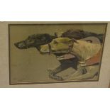 AFTER CECIL ALDIN "Greyhound Racing" chromolithograph together with a framed and glazed limited
