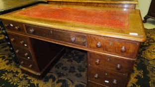 A Victorian mahogany pedestal desk,