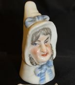 A Royal Worcester candle snuffer "Mrs Caudle" date marked for 1893