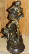 AFTER EDOUARD DROUT "Hunter taming a panther", bronze,