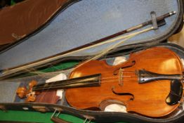 A 1950's maple-backed violin by J F Cole bearing label signed and dated 1956 and inscribed "Hawley