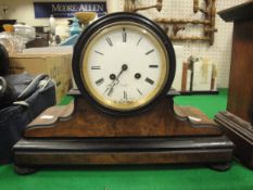 A 19th century French walnut and ebonised cased mantel clock the eight day movement by Henri Marc