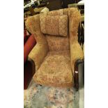 A Silkwood chairs Victorian style gents salon wingback armchair with show frame with green