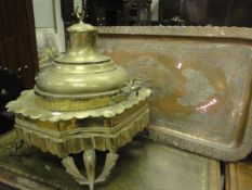 A mid 20th Century Turkish brass brazier of ornate form (purchased Istanbul 1960's) and a