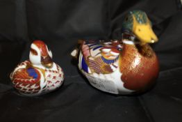 A Royal Crown Derby figure of a duck and duckling,