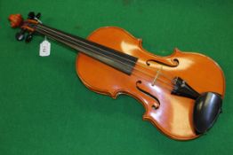 A maple violin by Stanley Doubtfire initialled and dated 1997 on label to interior and monogrammed