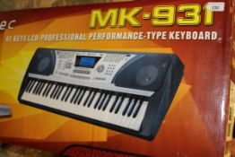 A Skytec MK-931 61 keys LCD-Professional Performance type keyboard and stand