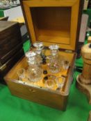 A Victorian rosewood and satinwood strung travelling liqueur cabinet with marquetry inlaid