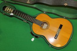 A concert Spanish guitar by Harald Petersen, bearing label to interior,