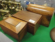 A Victorian burr walnut dome topped two section tea caddy,