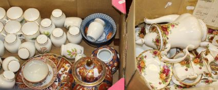 Two boxes of various china to include Royal Albert "Country Roses",