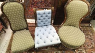 Three various Victorian salon chairs