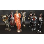 A collection of 7 painted composition figures "Jazz Band"