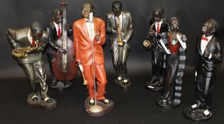 A collection of 7 painted composition figures "Jazz Band"