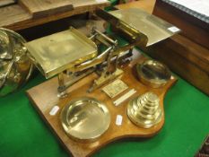 A set of late Victorian brass letter scales (11lbs limit) with ivorine Inland Letter Rates key