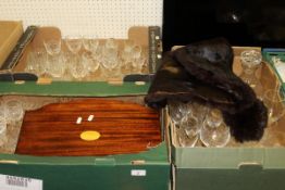 Three boxes of various cut and other glassware,