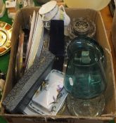 A box of various china and glass wares,