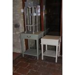 Two cream painted bedside tables with single drawers,
