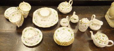 A New Chelsea "Nell Gwyn" pattern part tea service comprising tea pot, cream jug, milk jug,