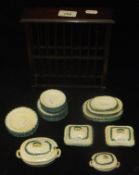 A 19th Century Davenport pottery child's / doll's dinner service with plate rack (32 pieces