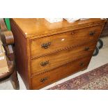 A mahogany chest of three drawers,