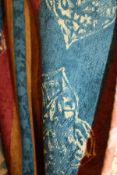 A pair of interlined curtains, the blue,