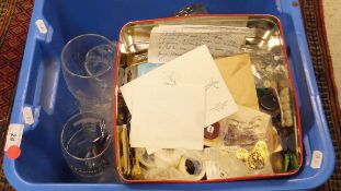 A box of assorted glass and china,