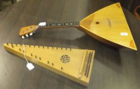 A modern Psaltery (plucked) by Robert Longstaff, bearing maker's label to interior and date 17.3.