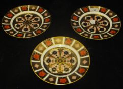 Three Royal Crown Derby Japan pattern plates