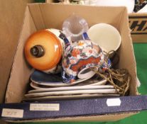 Two boxes of various china wares to include Royal Worcester "1286 Thistle" decorated pot pourri