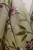 Three pairs of cotton interlined curtains,