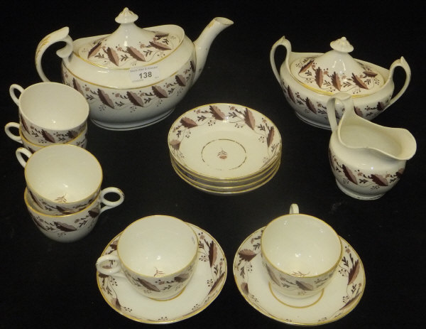 A 19th Century New Hall type foliate decorated tea set comprising teapot, sucrier and jug, - Image 2 of 2