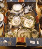 A Denby "Ode Mustard" pattern part dinner/tea service and a Victorian Staffordshire floral spray