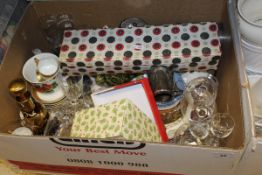 A box containing assorted china and glass ware etc.