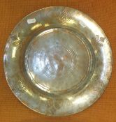 Two Middle Eastern copper trays, a rush tray and a box containing various door furniture, lamps,