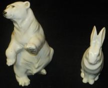 A Kutschenreuther figure of a "Seated Polar Bear" and a Herend figure of a "White Rabbit"