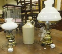 Two converted oil lamps,