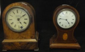 An Edwardian mahogany and inlaid case to balloon clock,