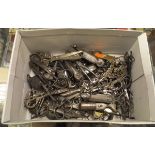 A box containing various 18th Century and later steel scissors and candle snuffers to include