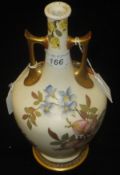 A Victorian Royal Worcester vase decorated with sprays of pomegranate and flowers,