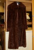 A dyed full length squirrel fur coat with sateen lining