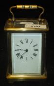 A circa 1900 lacquered brass cased carriage clock,