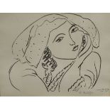 AFTER HENRI MATISSE (1869-1954) "Woman resting head upon her hand", black and white lithograph,
