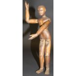 A 19th Century Continental carved pine artist's lay figure with articulated head, torso,