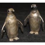 A pair of Queen Elizabeth II silver salt and pepper as penguins (by Richard Comyns, London, 1967),