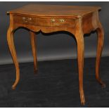 A George III "French Hepplewhite" mahogany serpentine fronted side table with single drawer shaped