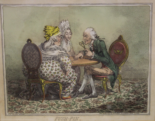 AFTER JAMES GILLRAY (1757-1815) "Two penny whist", 14 cm x 33 cm, "A decent story", - Image 2 of 3